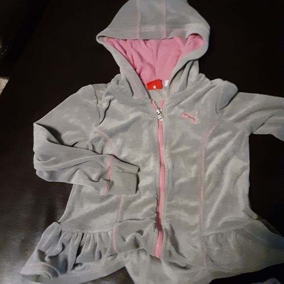 PUMA velour pink/grey jogging suit. - Picture 2 of 5